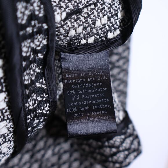 RAG & BONE Lorimer Jacquared Tuxedo Blazer Black Leather and Tweed Women's 8 - Picture 11 of 11